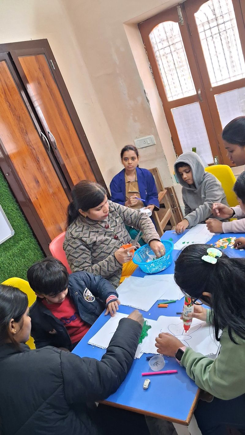 Child practicing communication skills during therapy